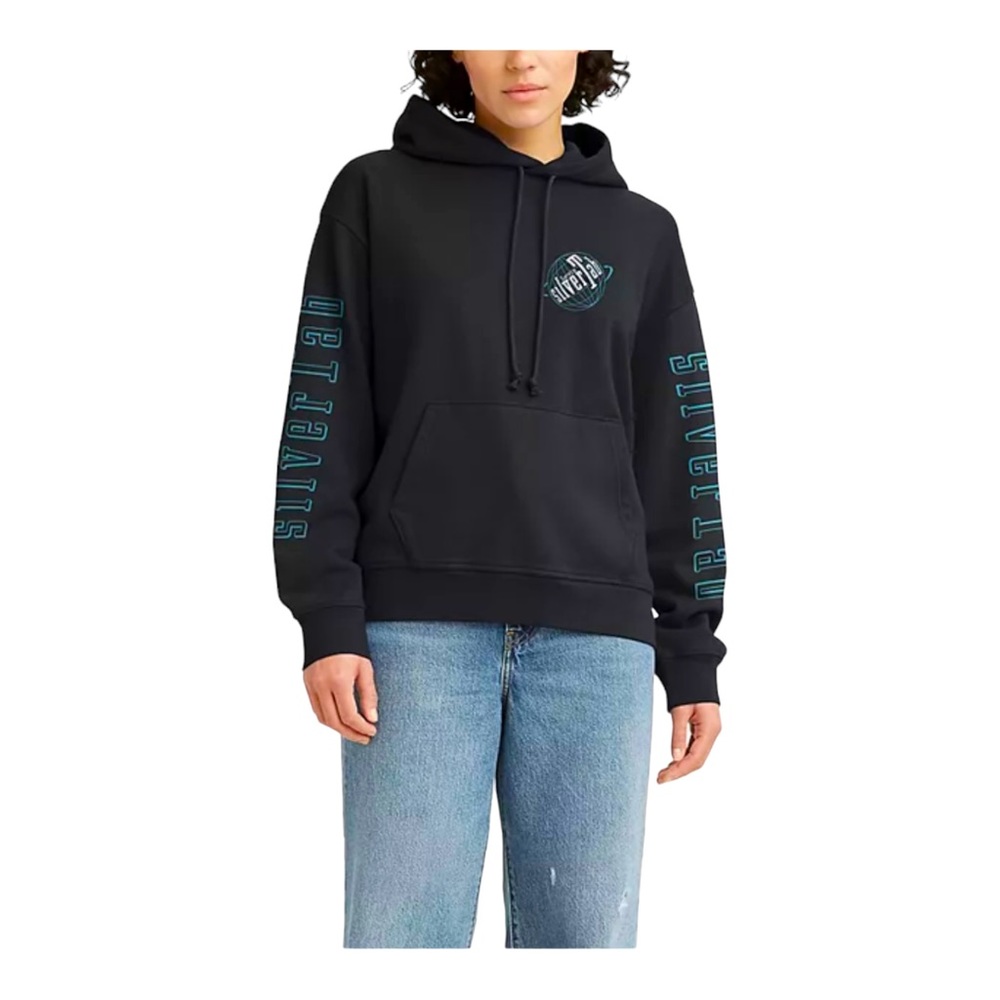 Levi's Silvertab Womens Size Large Caviar‎  Black Sweatshirt Hoodie Pull…